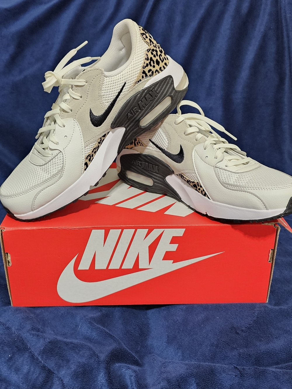 Nike Women's Air Max Cream Leopard Accent Running Shoes